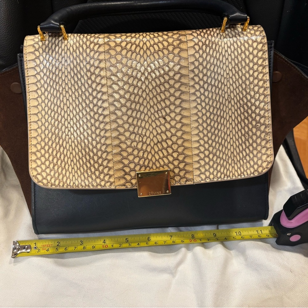 Celine Tapeze Suede and Python Shoulder bag - Picture 13 of 13